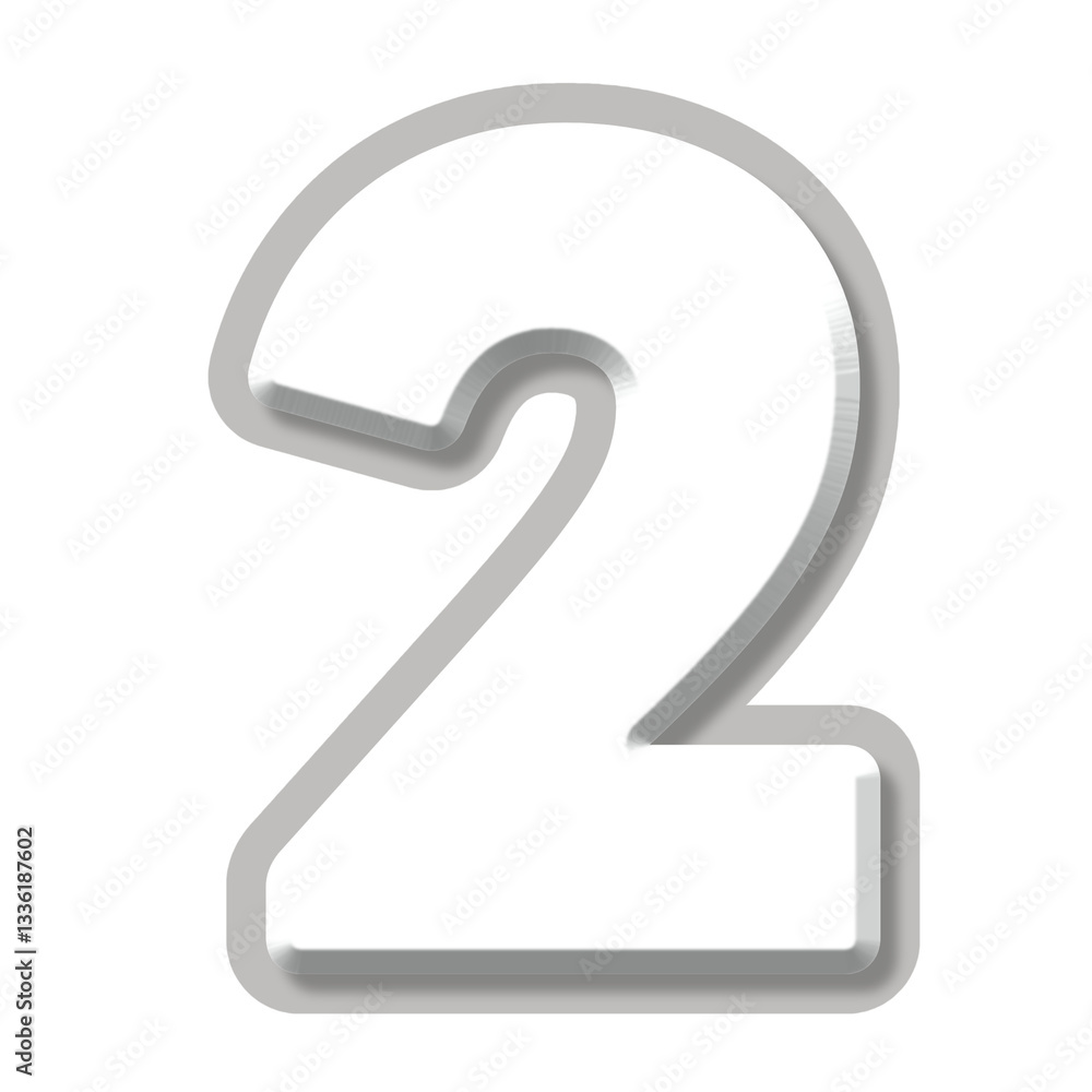 3d silver number 2 3d silver number 2