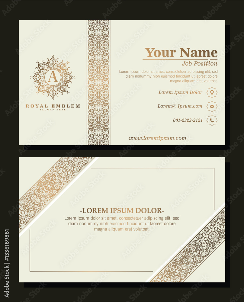Fototapeta premium Luxury dark business card template with Ornament design