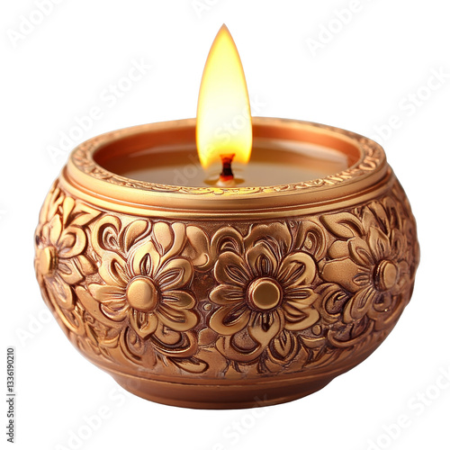 Wallpaper Mural [Transparent Background PNG]Ornate Gold Candle Holder with Flickering Flame Torontodigital.ca