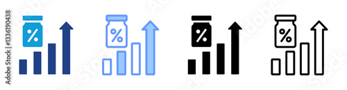 Compound Interest icon set multiple style collection