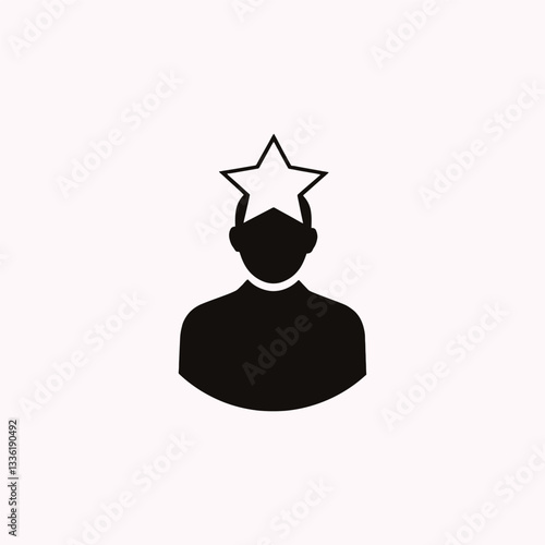 best employee icon Achievement Icon: Black Silhouette of a Human Figure with Star Representing Excellence