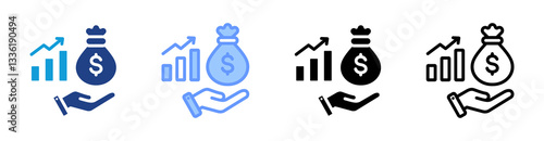 Capital icon set multiple style collection