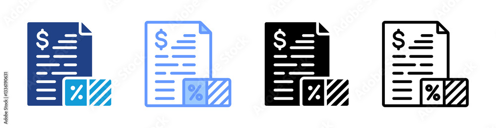 Tax Deduction icon set multiple style collection Tax Deduction icon set multiple style collection