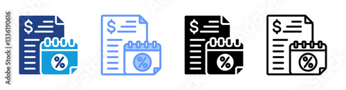 Tax icon set multiple style collection