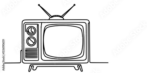 One continues line retro tv 