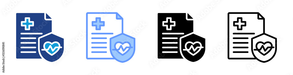Insurance icon set multiple style collection Insurance icon set multiple style collection