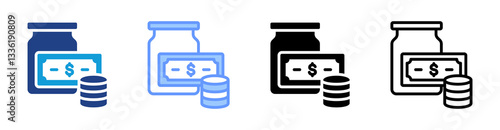 Cash Reserve icon set multiple style collection