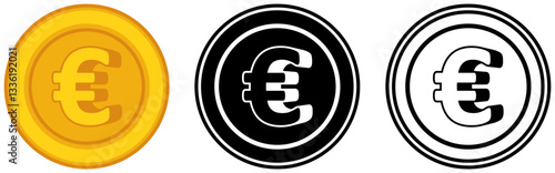 Set vector euro coins icon. European currency symbol template design illustration
