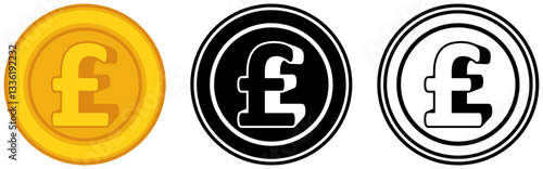 Set vector pound sterling coins icon. English currency symbol template design illustration