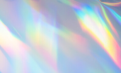Blurred refraction light texture overlay effect. Holographic rainbow background.