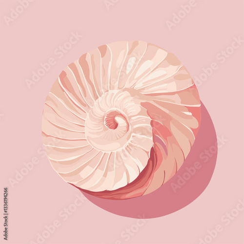 a simple, clean, flat, vector illustration of a nautilus using soft colors