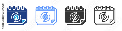 Annual icon set multiple style collection