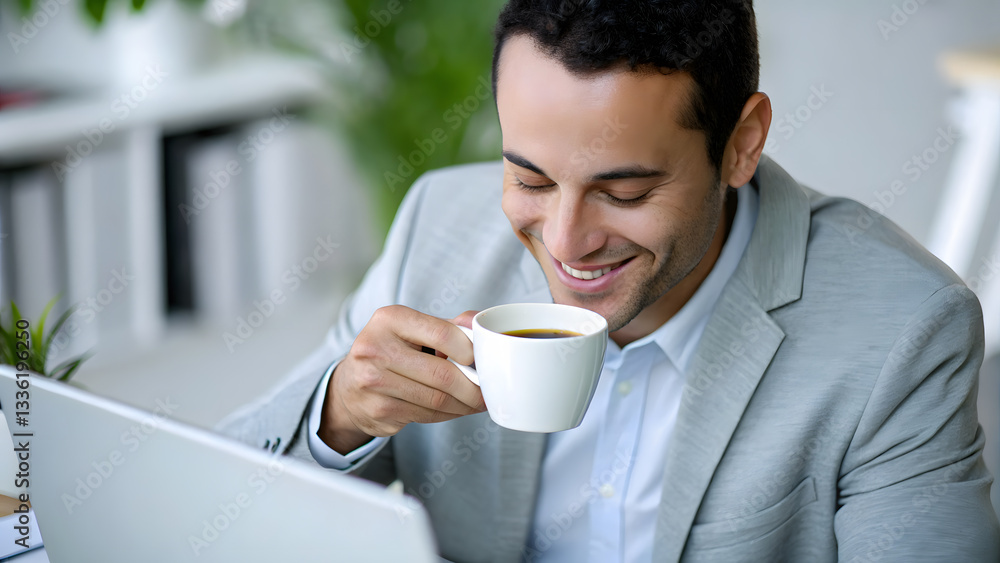 mental heath awareness. close up of a relaxed professional sipping coffee mental heath awareness. close up of a relaxed professional sipping coffee