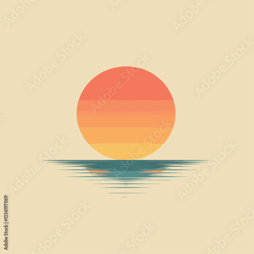 a simple, clean, flat, vector illustration of the sun using soft colors

