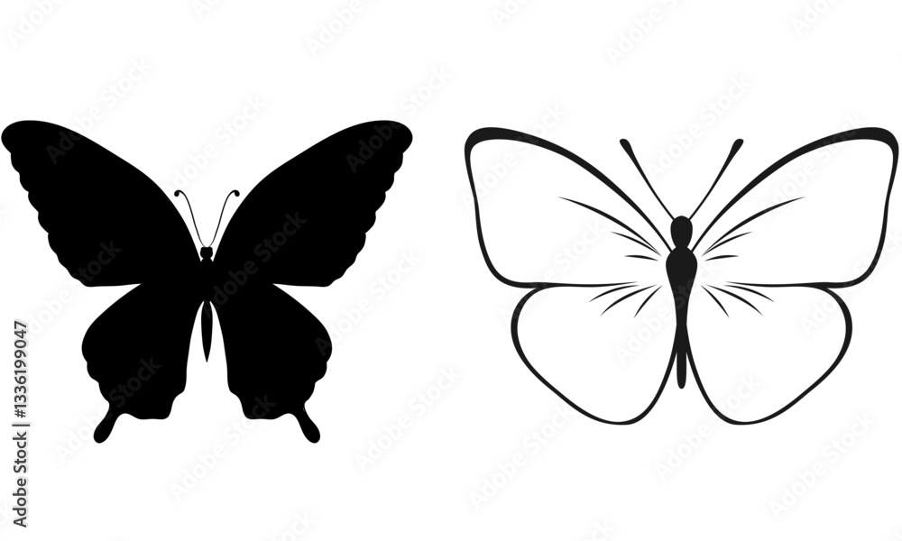 Set of butterfly vector illustrations on a white background Set of butterfly vector illustrations on a white background