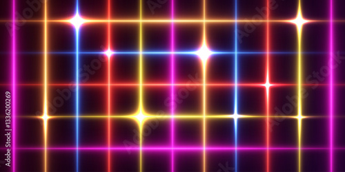 Neon light light background. Highlight of lines and flash.
