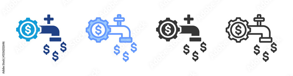 Liquidity icon set multiple style collection Liquidity icon set multiple style collection
