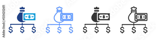 Dividend icon set multiple style collection