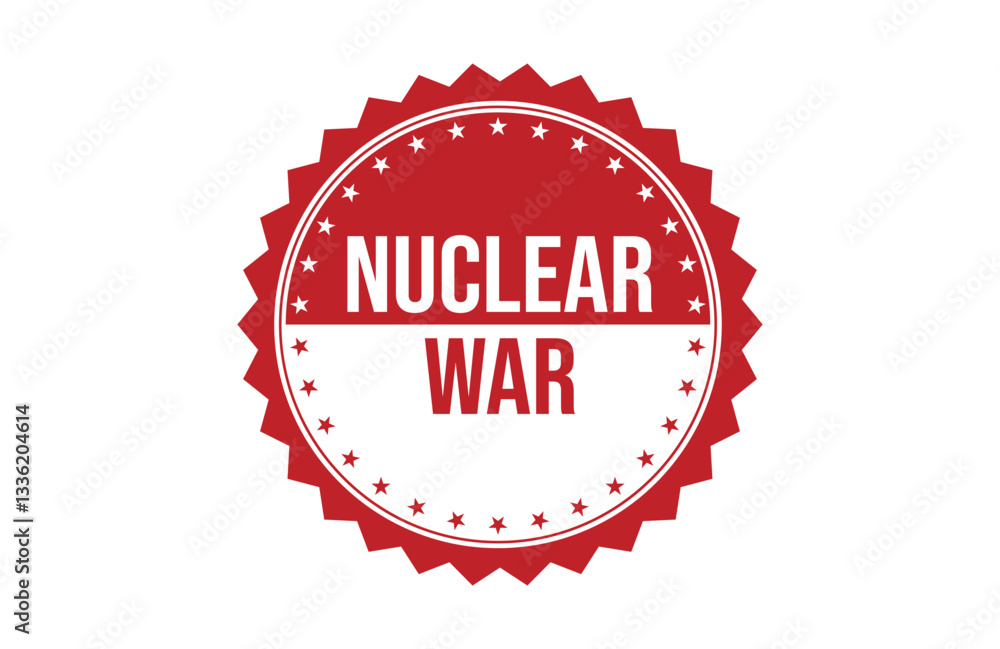 Fototapeta premium NUCLEAR WAR red ribbon label banner.