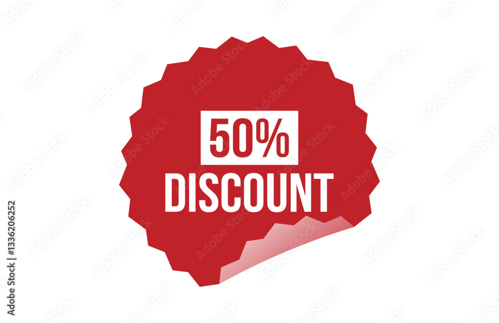 50% discount red ribbon label banner. 50% discount red ribbon label banner.