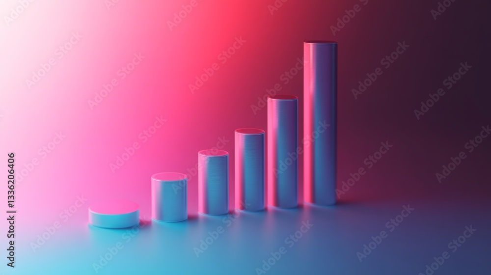 Modern Minimalist 3D Financial Growth Concept in Vibrant Colors Modern Minimalist 3D Financial Growth Concept in Vibrant Colors