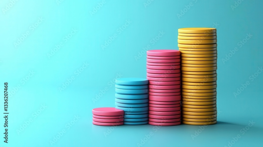 Decision-making risk analysis flat design side view finance theme 3D render split-complementary color scheme Decision-making risk analysis flat design side view finance theme 3D render split-complementary color scheme