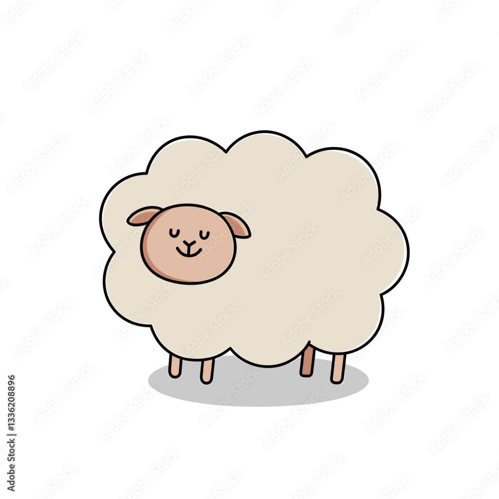 Simple Sheep Cartoon Illustration Simple Sheep Cartoon Illustration