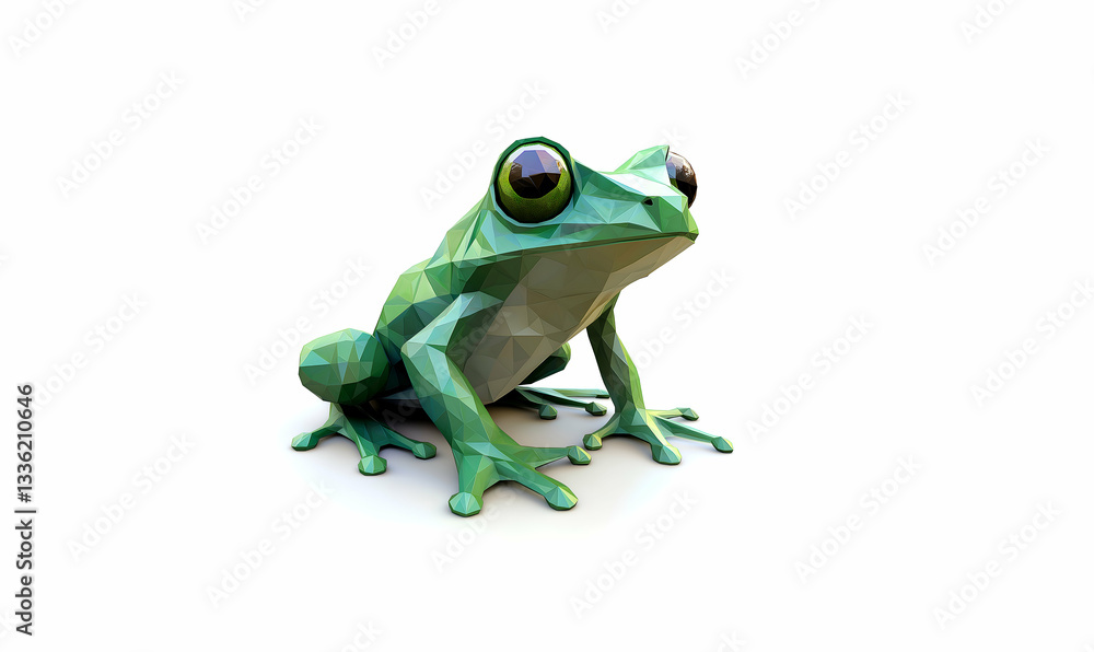 Fototapeta premium Frog low poly amphibian background with abstract polygonal digital design