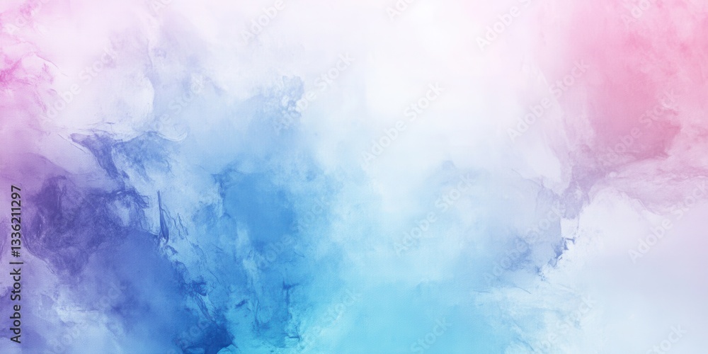 Fototapeta premium Dreamy Skies: A soft, colorful cloudscape unfolds, blending vibrant hues of pink, blue, and purple in a dreamy, ethereal composition. The abstract design is reminiscent of a watercolor painting.
