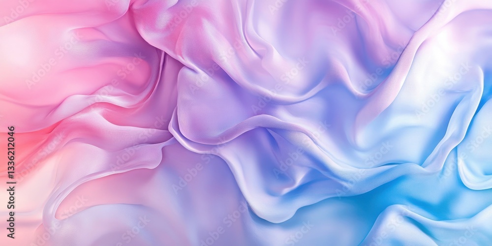 Obraz premium Fluid Hues of Abstract Silk: A mesmerizing swirl of vibrant pastel colors dances across a textured silk background, evoking a sense of flow and artistic abstraction.