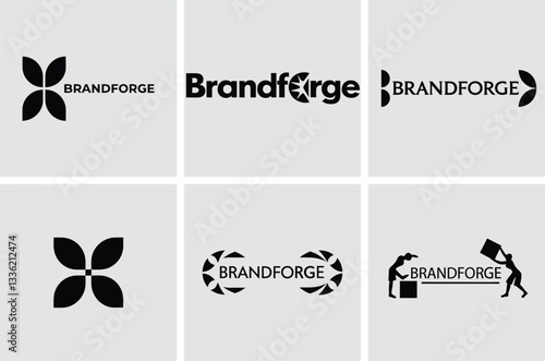 BrandForge Logo Design Set – Black Vector Logo Collection