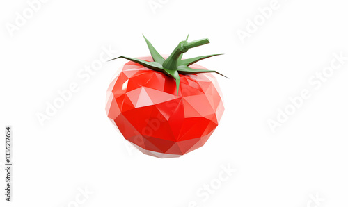 Digital tomato low poly design with geometric farm-inspired style