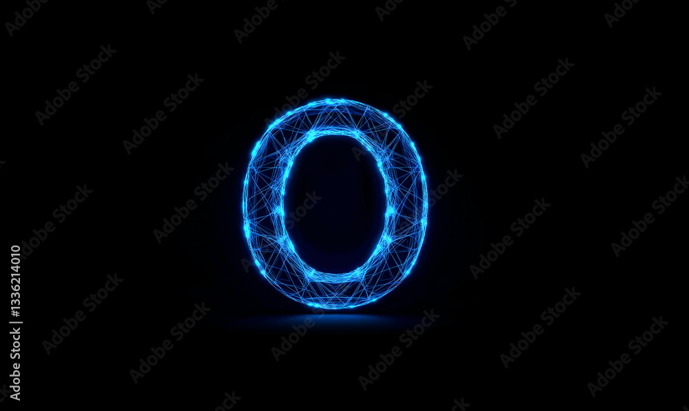 Fototapeta premium Letter O low poly technology background with abstract polygonal digital design