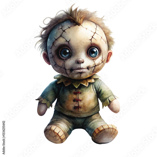 Creepy Horror Rag Dolls clipart watercolor