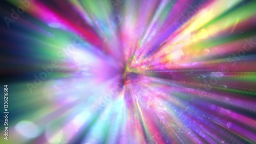 Green purple pink neon light beam. Magical holographic retro background