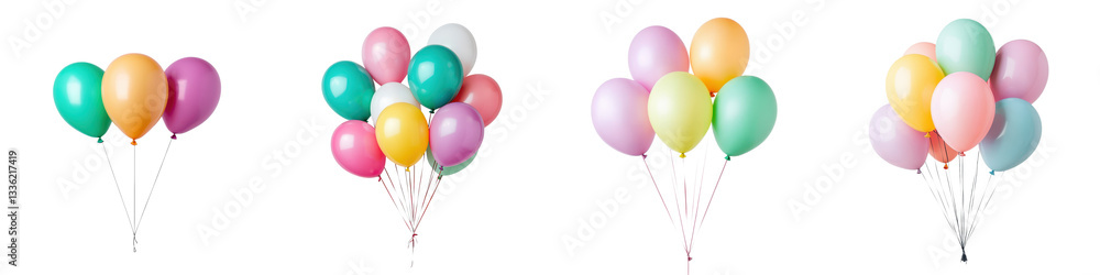 Fototapeta premium A vibrant bunch of multicolored balloons floating in the air creating a cheerful and festive atmosphere for a or party