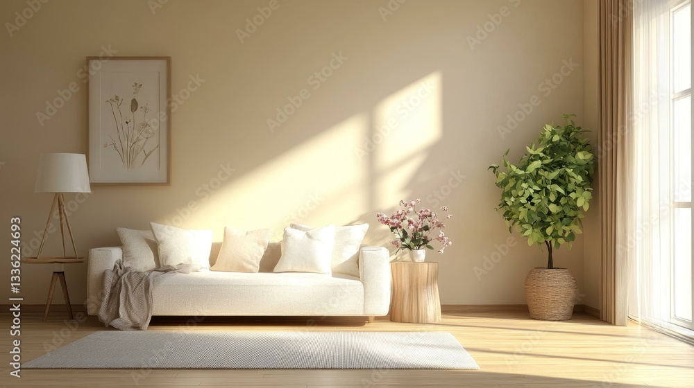 Fototapeta premium Modern Minimalist Living Room Interior Design