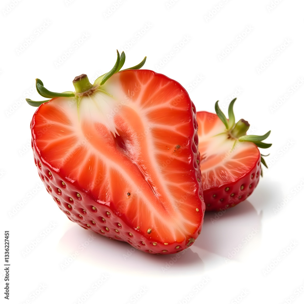 Sliced strawberries on white background Sliced strawberries on white background