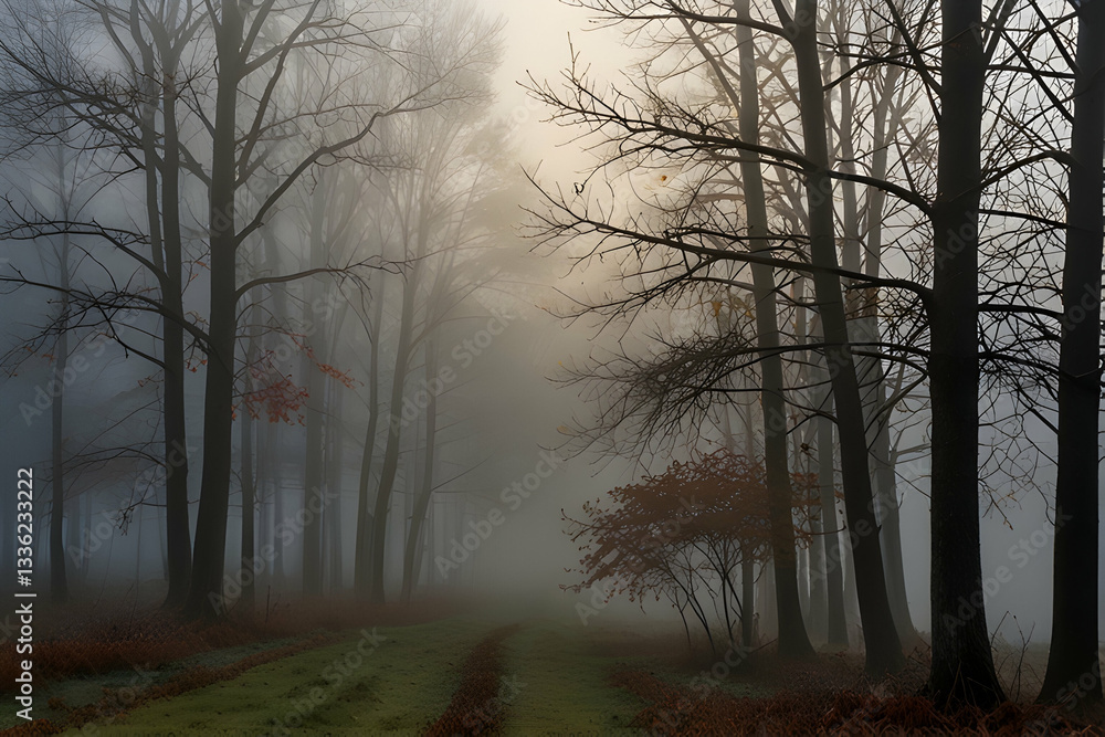 misty morning in the forest misty morning in the forest