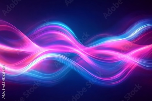 Abstract pink and blue glowing wave background.