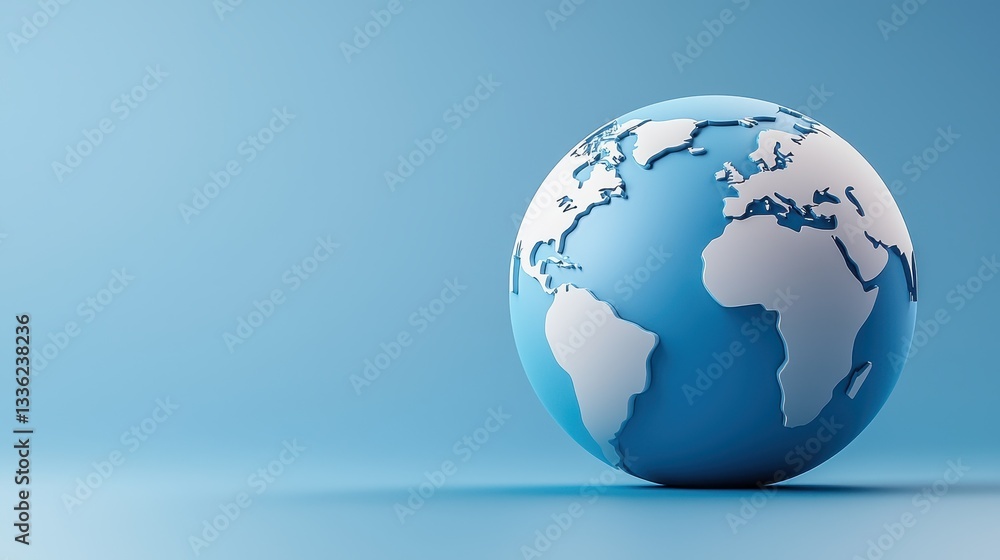 Fintech and platform concept. A 3D globe depicting Earth on a blue background, symbolizing geography, travel, and global connectivity. Fintech and platform concept. A 3D globe depicting Earth on a blue background, symbolizing geography, travel, and global connectivity.