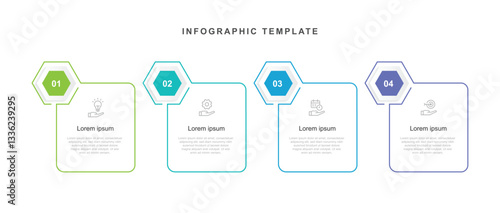 4 step column infographic template with icons suitable for business information and web presentation 