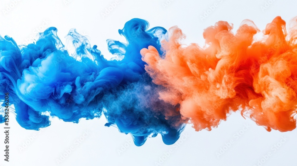 Obraz premium Abstract composition features flowing blue and orange colored substances