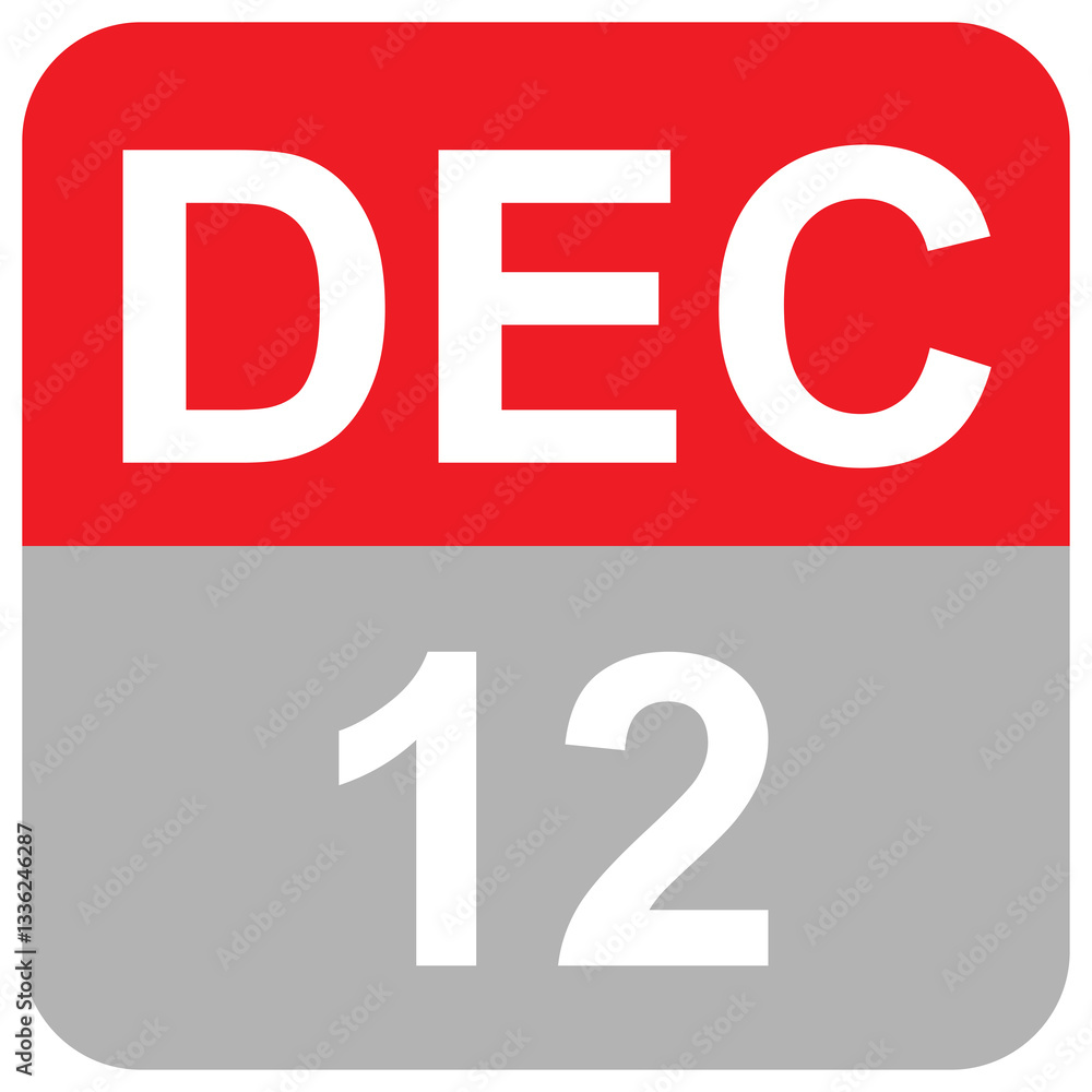 12 DEC daily date month calender art illustration 12 DEC daily date month calender art illustration