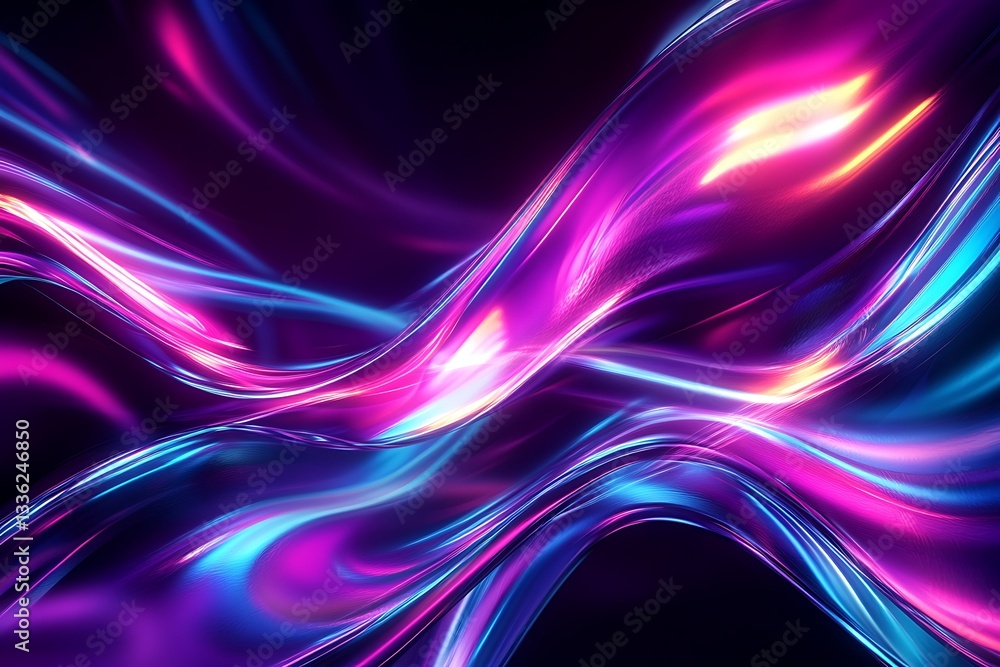 Fototapeta premium Abstract vibrant neon waves flow.
