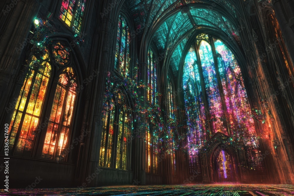 Intricate clockwork cathedral featuring stunning stained glass windows, blending artistry and engineering in harmony. Intricate clockwork cathedral featuring stunning stained glass windows, blending artistry and engineering in harmony.