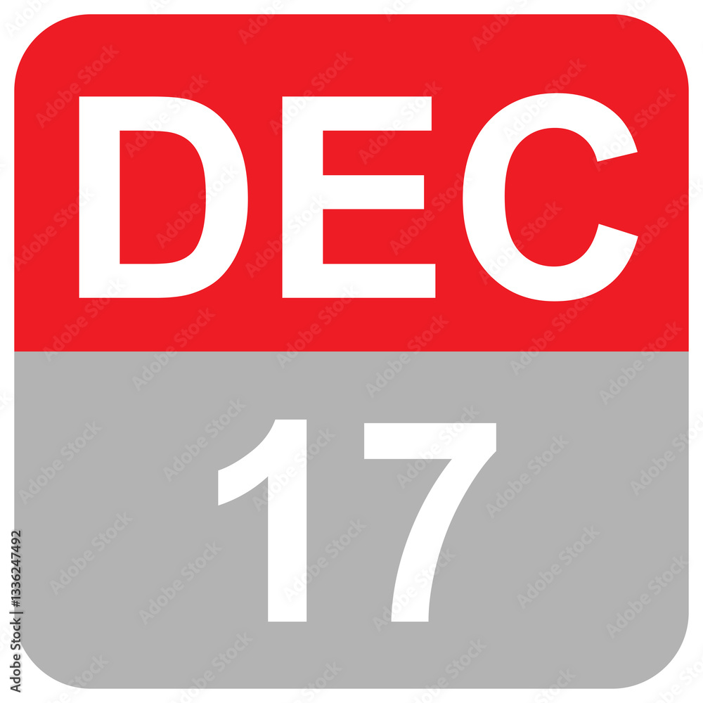 Dec 17 daily date month calender art illustration Dec 17 daily date month calender art illustration