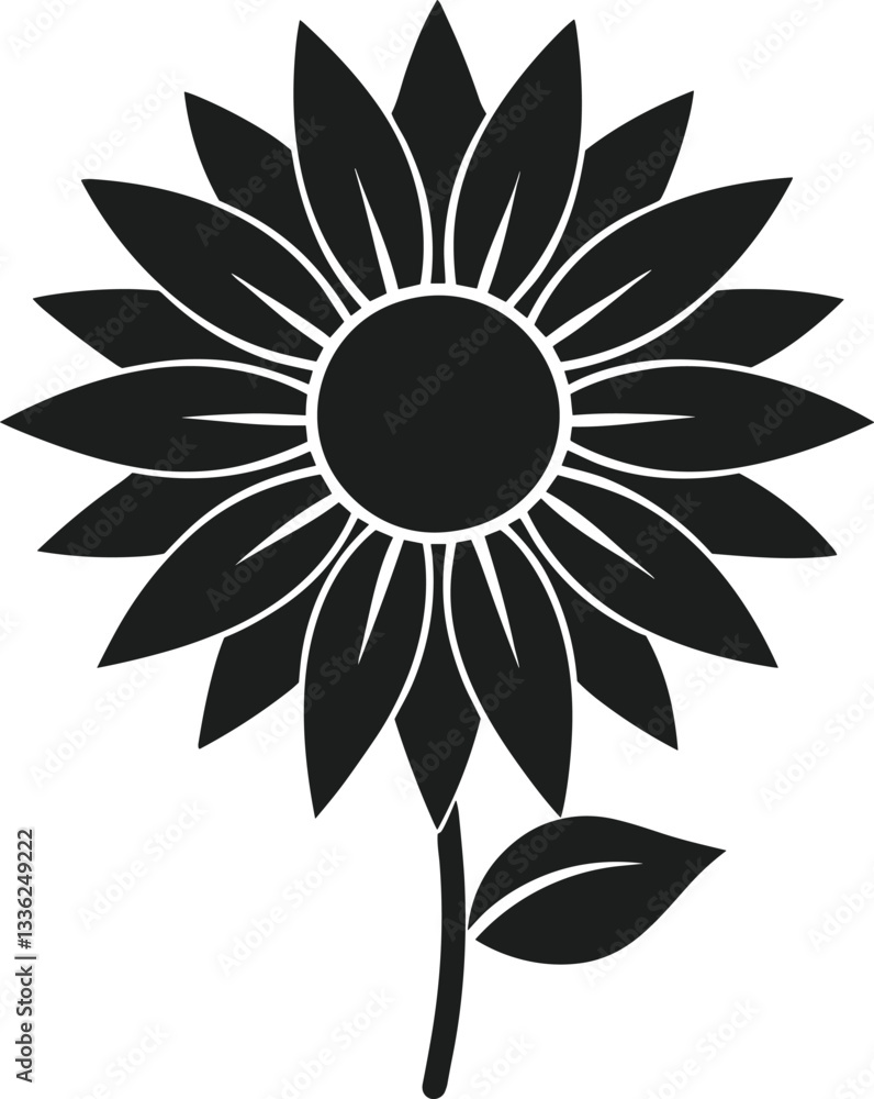 Fototapeta premium Elegant Sunflower Silhouette Vector – Perfect Floral Design for Mother’s Day