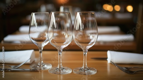 Wallpaper Mural Neatly arranged empty glasses on a table, symbolizing simplicity and order in dining. Torontodigital.ca