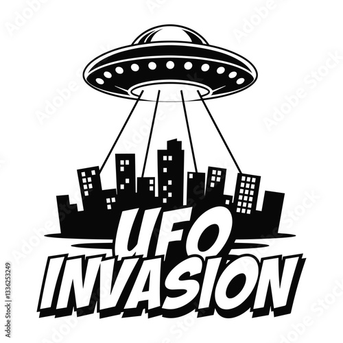 UFO Invasion T Shirt Design Black
